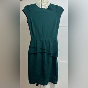 Love Ady Ruffle Cap Sleeve Sheath Dress Dark Green NWOT